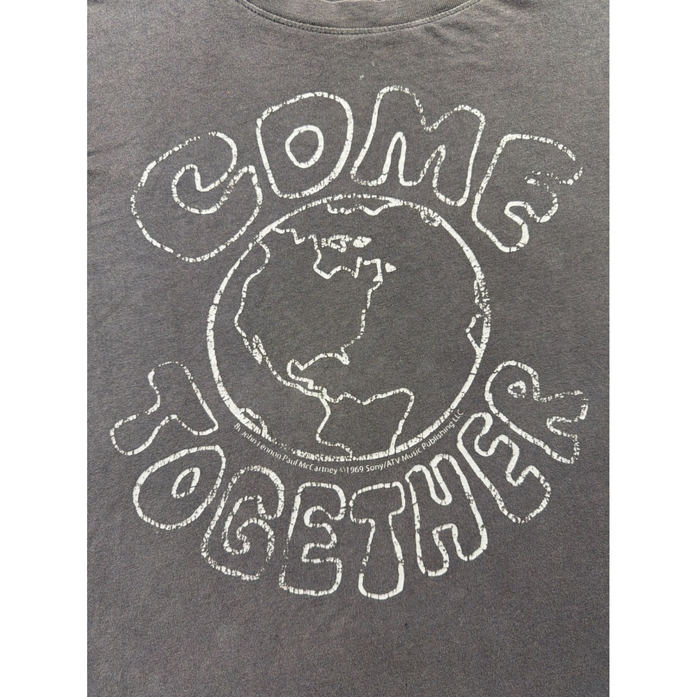 The Beatles Come Together Globe Earth World Graphic Taded Black Shirt Womens L - Picture 2 of 10